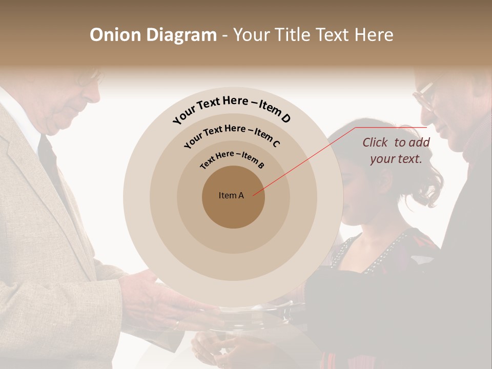 Elderly Man Passing The Bread Of Communion To Three People In The Congregation. Isolated On White. PowerPoint Template