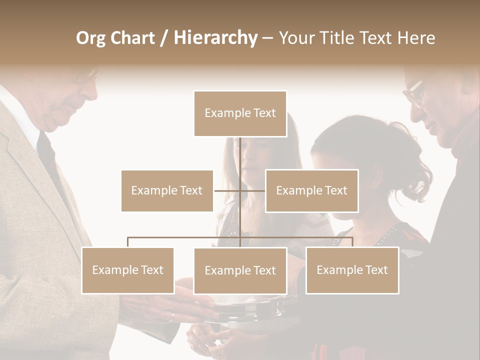 Elderly Man Passing The Bread Of Communion To Three People In The Congregation. Isolated On White. PowerPoint Template