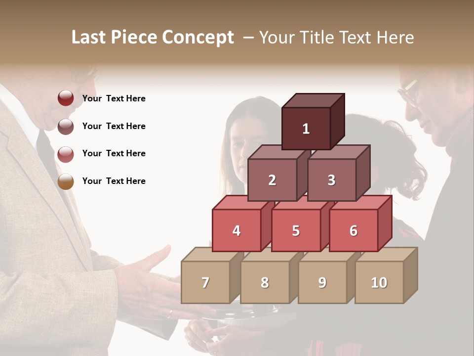 Elderly Man Passing The Bread Of Communion To Three People In The Congregation. Isolated On White. PowerPoint Template