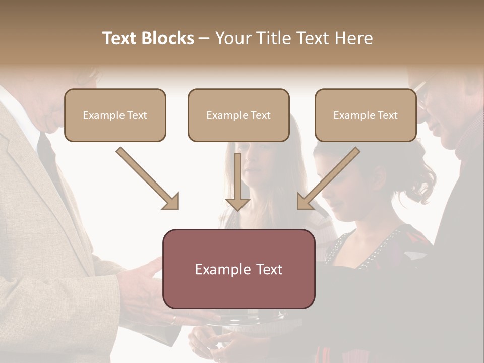 Elderly Man Passing The Bread Of Communion To Three People In The Congregation. Isolated On White. PowerPoint Template