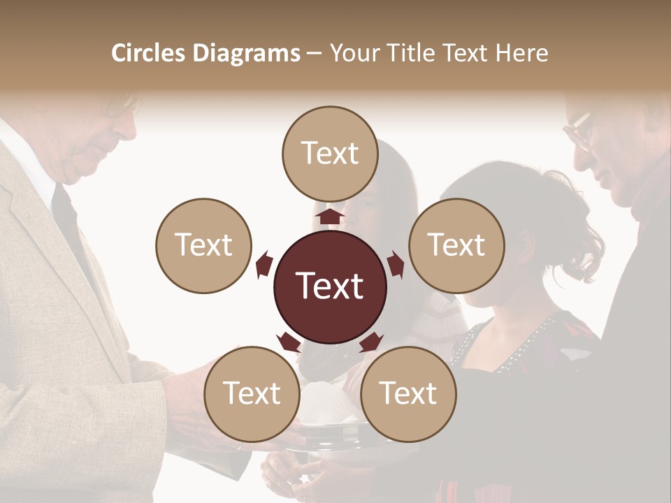 Elderly Man Passing The Bread Of Communion To Three People In The Congregation. Isolated On White. PowerPoint Template