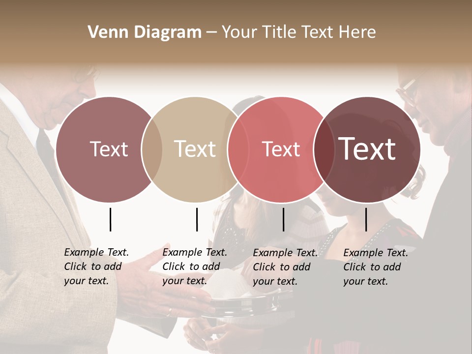 Elderly Man Passing The Bread Of Communion To Three People In The Congregation. Isolated On White. PowerPoint Template