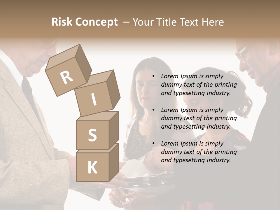 Elderly Man Passing The Bread Of Communion To Three People In The Congregation. Isolated On White. PowerPoint Template