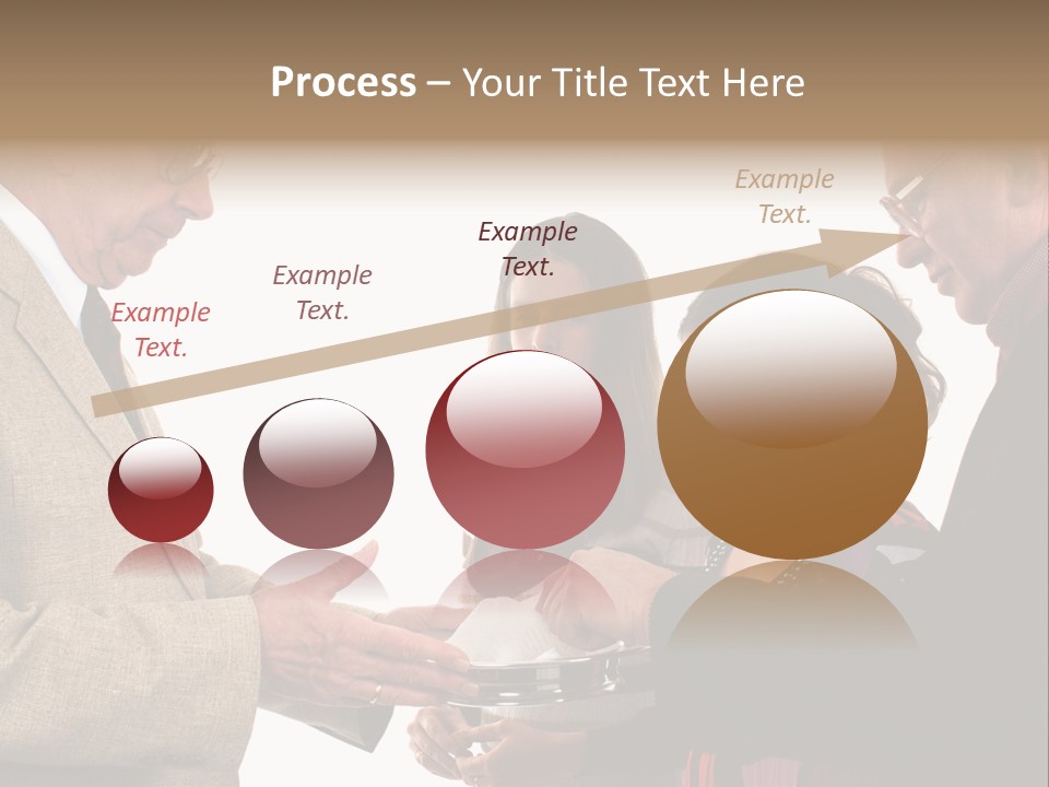 Elderly Man Passing The Bread Of Communion To Three People In The Congregation. Isolated On White. PowerPoint Template