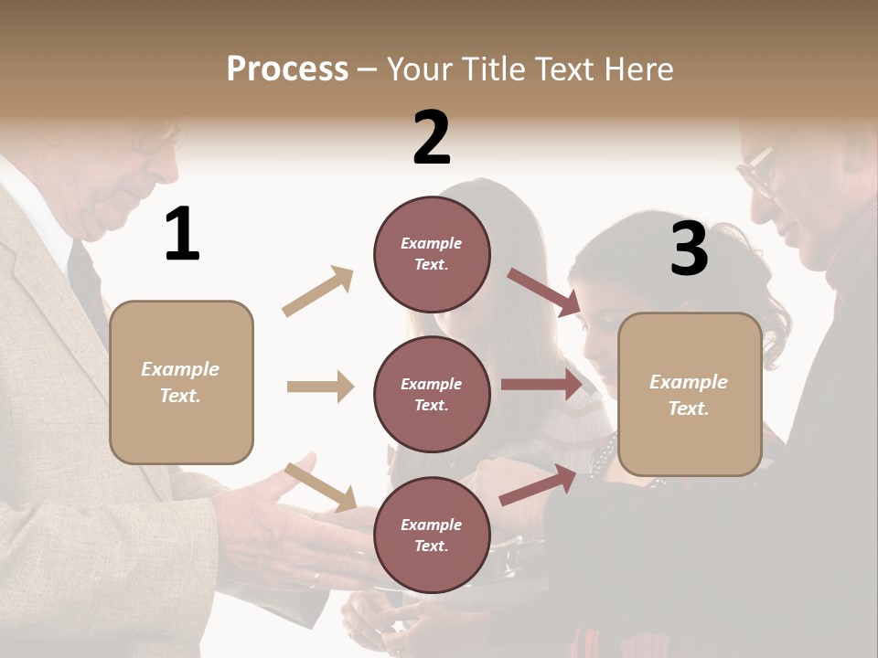 Elderly Man Passing The Bread Of Communion To Three People In The Congregation. Isolated On White. PowerPoint Template
