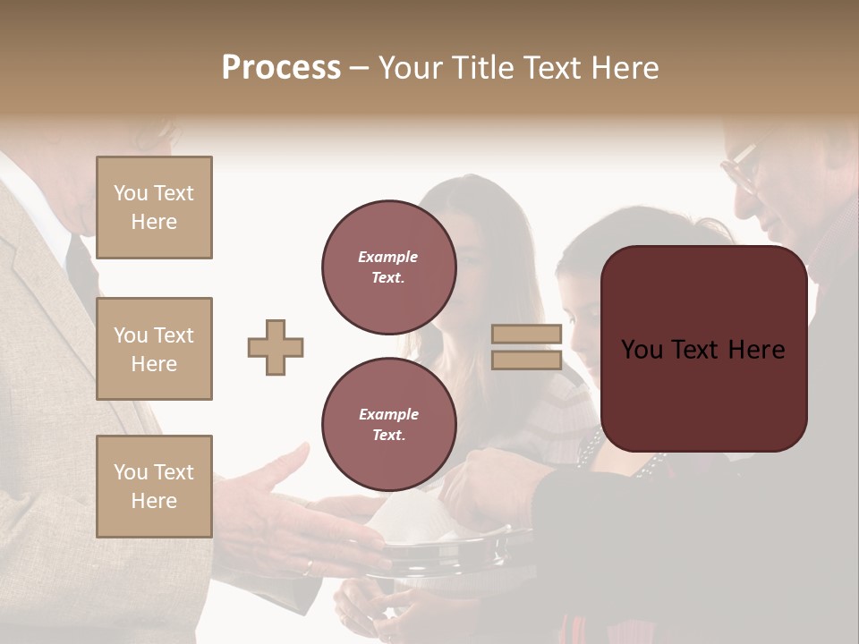 Elderly Man Passing The Bread Of Communion To Three People In The Congregation. Isolated On White. PowerPoint Template