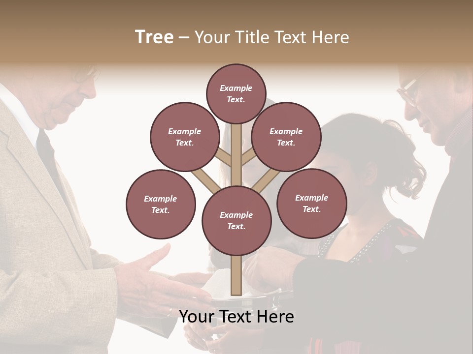 Elderly Man Passing The Bread Of Communion To Three People In The Congregation. Isolated On White. PowerPoint Template