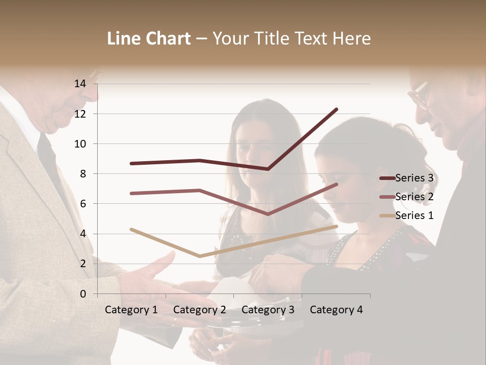 Elderly Man Passing The Bread Of Communion To Three People In The Congregation. Isolated On White. PowerPoint Template