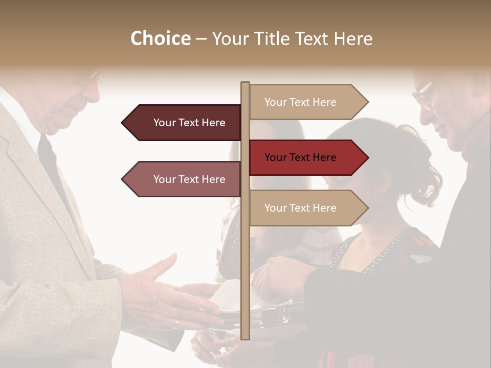 Elderly Man Passing The Bread Of Communion To Three People In The Congregation. Isolated On White. PowerPoint Template