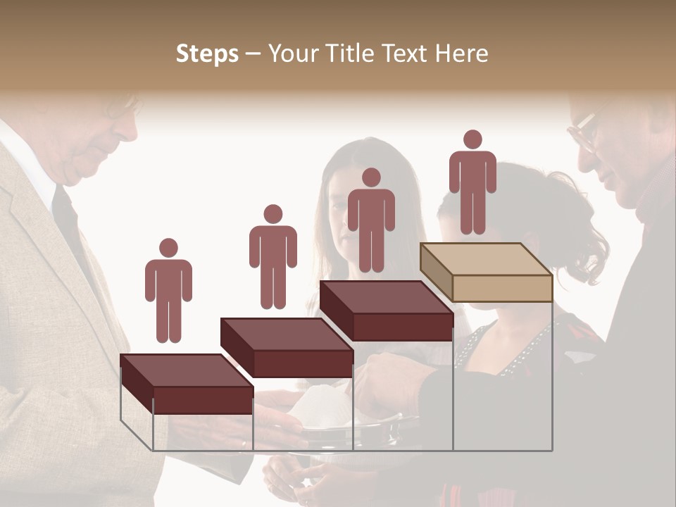 Elderly Man Passing The Bread Of Communion To Three People In The Congregation. Isolated On White. PowerPoint Template