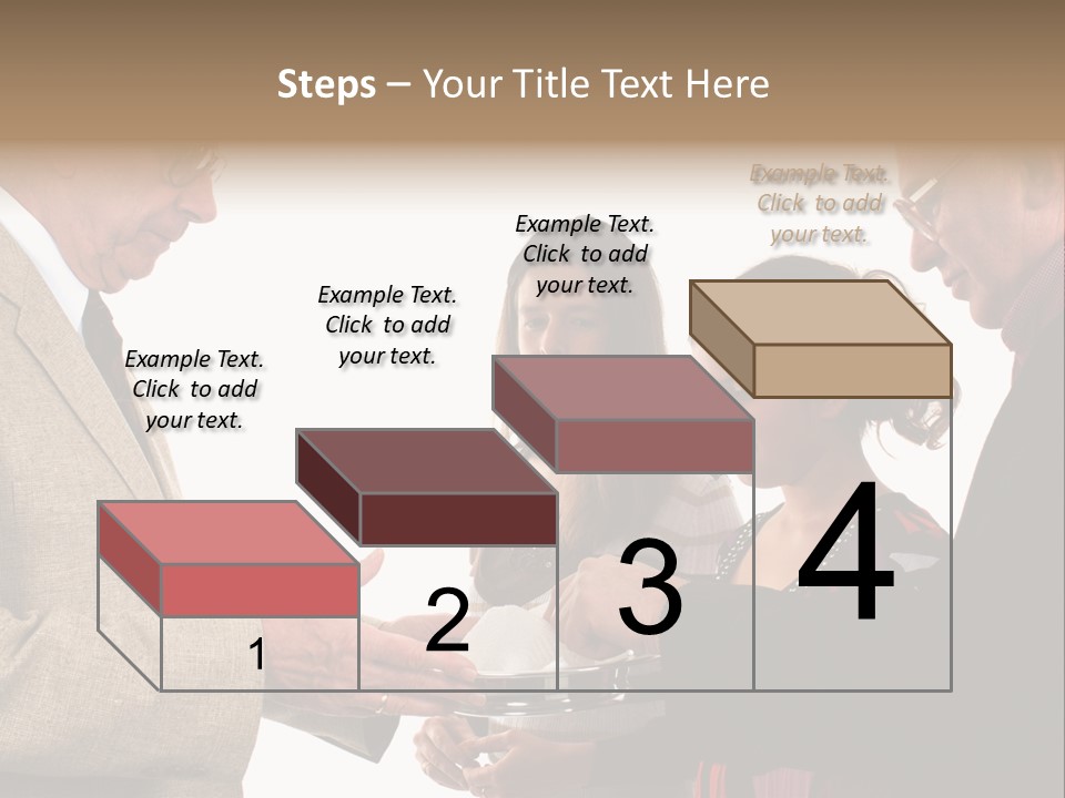 Elderly Man Passing The Bread Of Communion To Three People In The Congregation. Isolated On White. PowerPoint Template