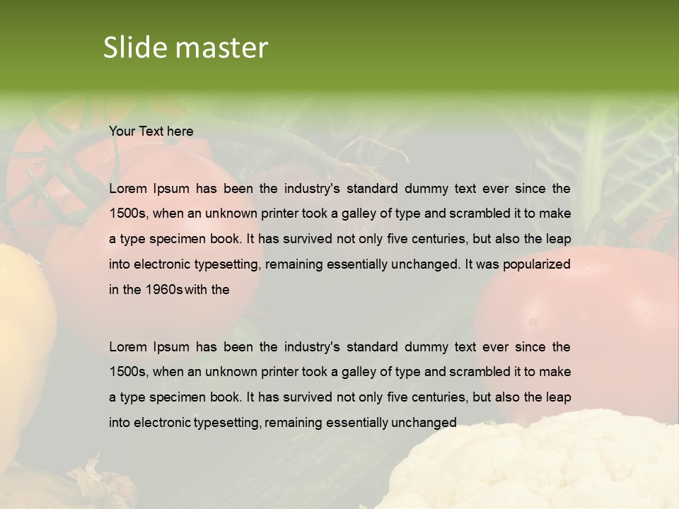 Close-Up Of Fresh Vegetables For Backgrounds PowerPoint Template