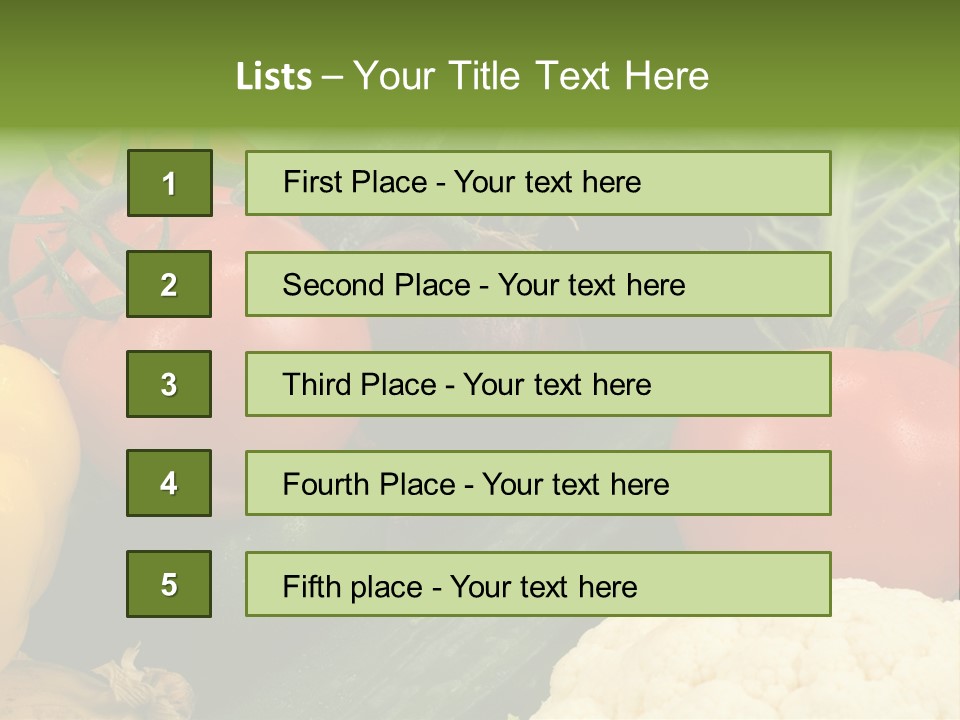 Close-Up Of Fresh Vegetables For Backgrounds PowerPoint Template