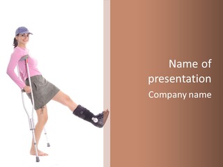 Woman With An Ortho Boot PowerPoint Template