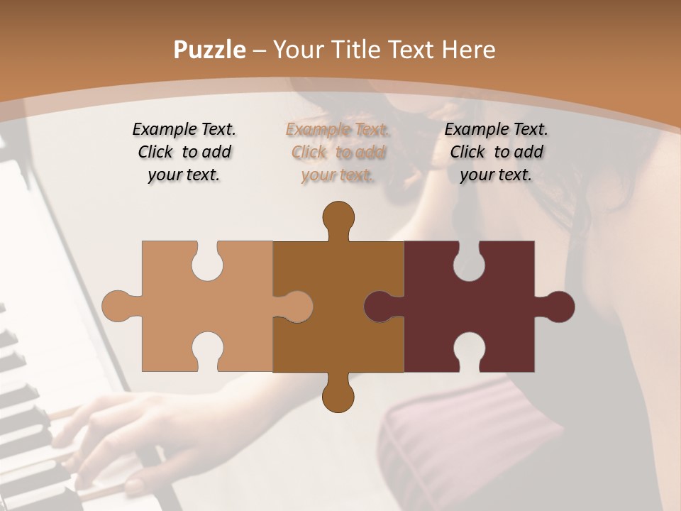 Beautiful Middle Eastern Girl Playing Piano PowerPoint Template