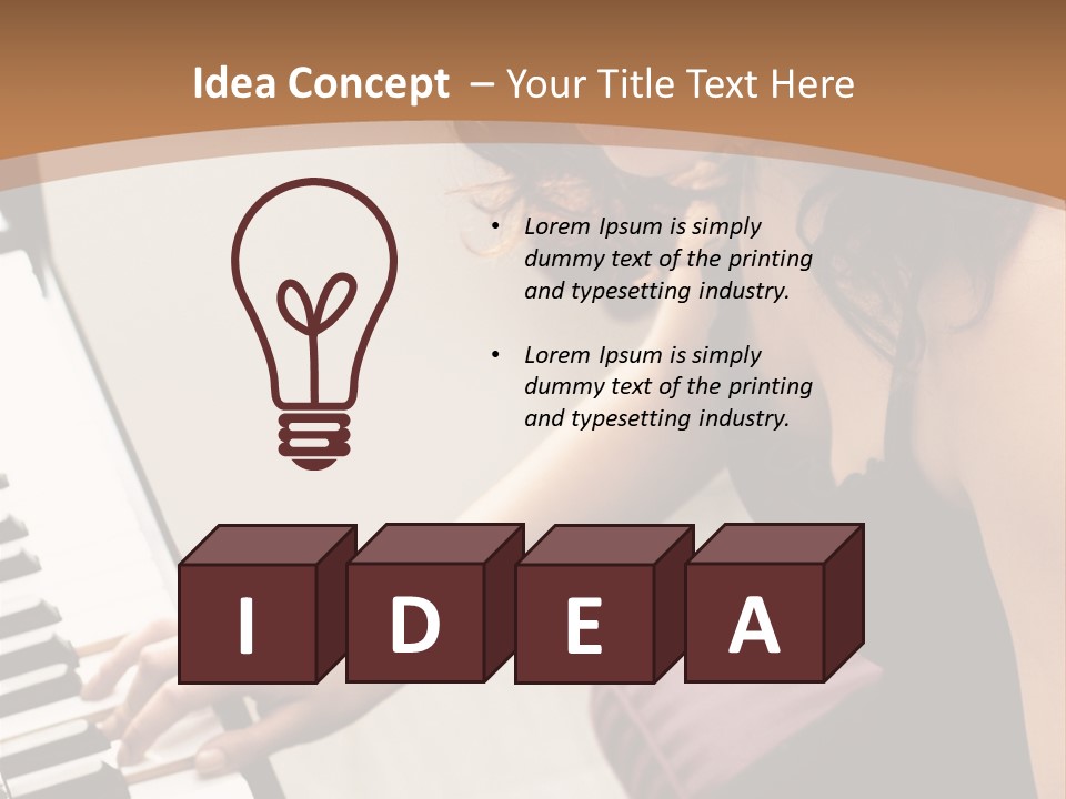 Beautiful Middle Eastern Girl Playing Piano PowerPoint Template