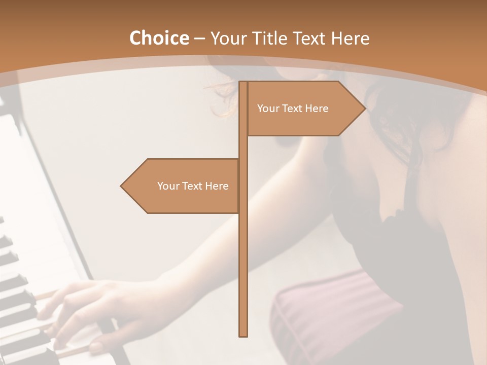 Beautiful Middle Eastern Girl Playing Piano PowerPoint Template