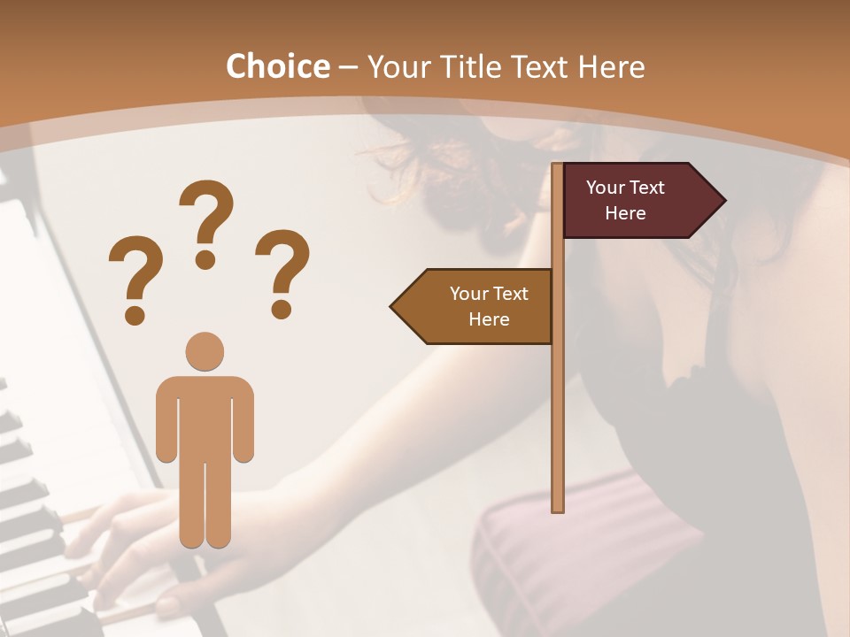 Beautiful Middle Eastern Girl Playing Piano PowerPoint Template