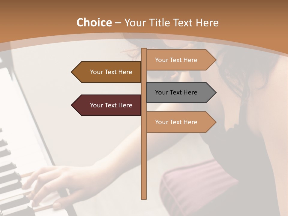 Beautiful Middle Eastern Girl Playing Piano PowerPoint Template