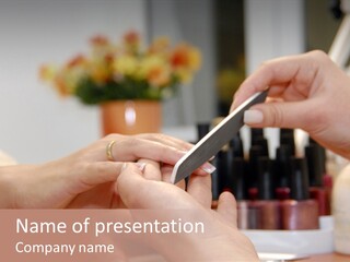 A Manicure Is In A Beauty Salon PowerPoint Template