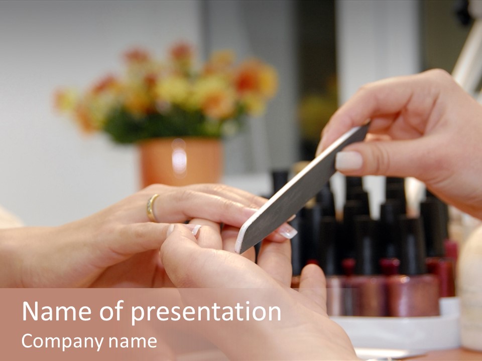 A Manicure Is In A Beauty Salon PowerPoint Template