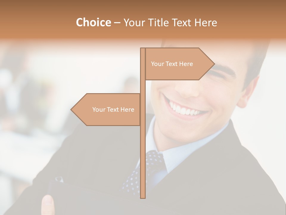 Orange Departing Flights Sign With Arrow PowerPoint Template