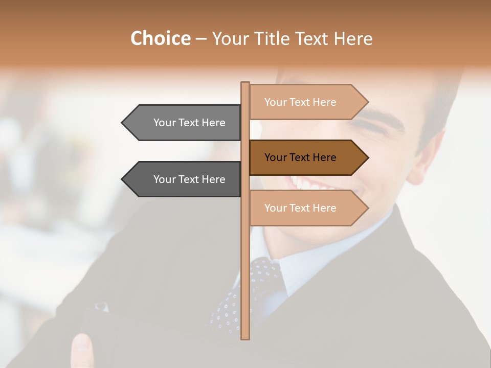 Orange Departing Flights Sign With Arrow PowerPoint Template