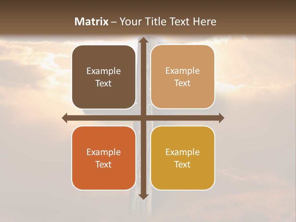 Rugged Cross Under A Ray Of Sunshine Through Clouds. PowerPoint Template