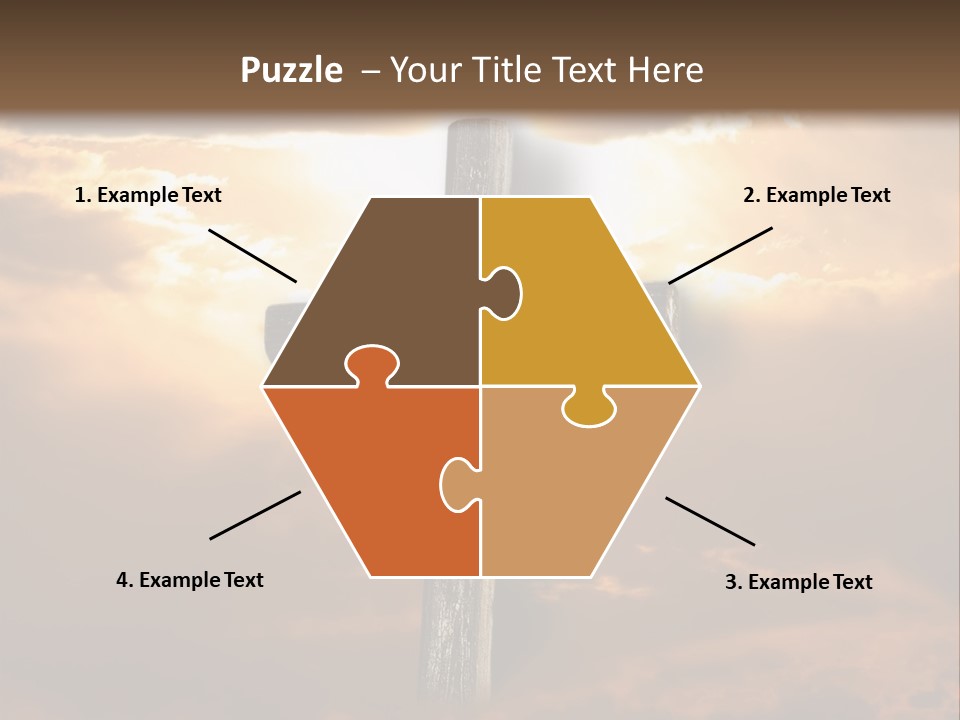 Rugged Cross Under A Ray Of Sunshine Through Clouds. PowerPoint Template