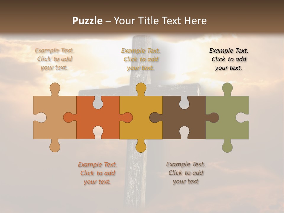 Rugged Cross Under A Ray Of Sunshine Through Clouds. PowerPoint Template