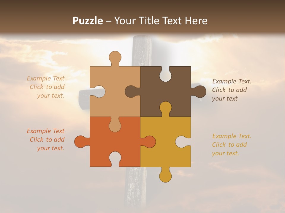 Rugged Cross Under A Ray Of Sunshine Through Clouds. PowerPoint Template