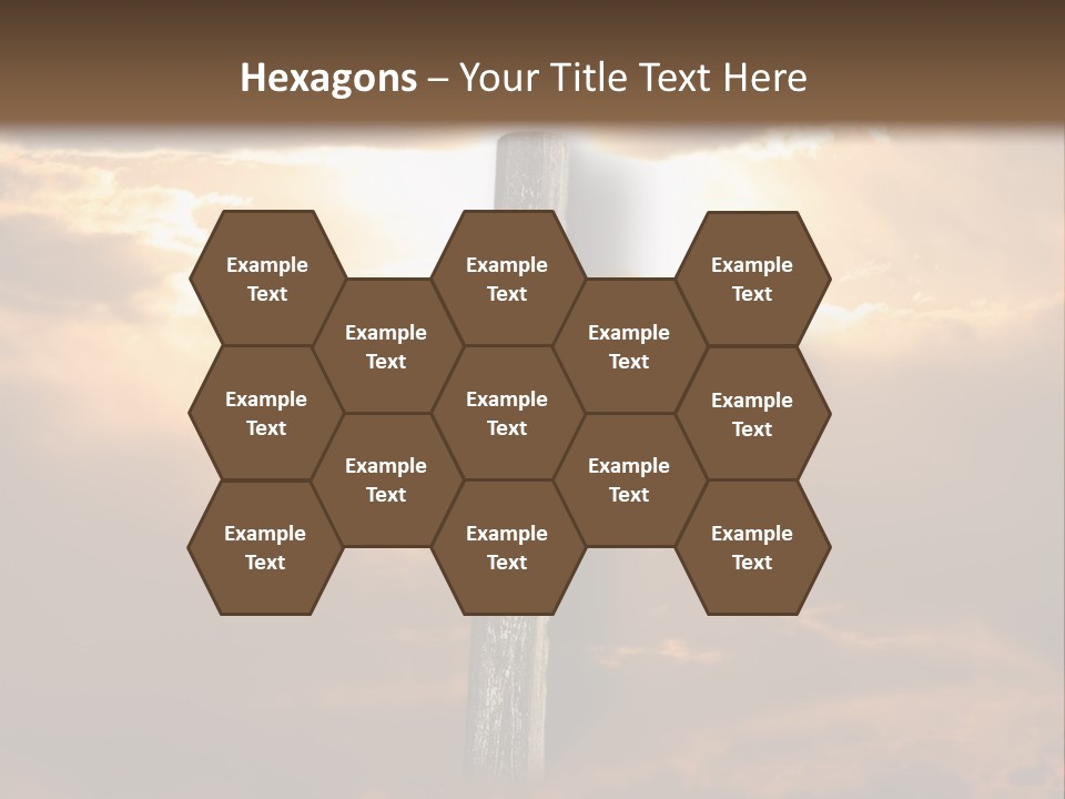 Rugged Cross Under A Ray Of Sunshine Through Clouds. PowerPoint Template