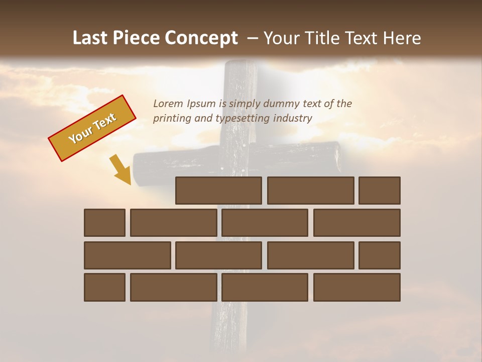 Rugged Cross Under A Ray Of Sunshine Through Clouds. PowerPoint Template