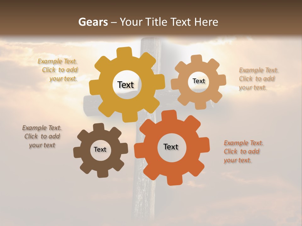 Rugged Cross Under A Ray Of Sunshine Through Clouds. PowerPoint Template
