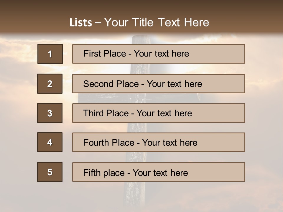 Rugged Cross Under A Ray Of Sunshine Through Clouds. PowerPoint Template