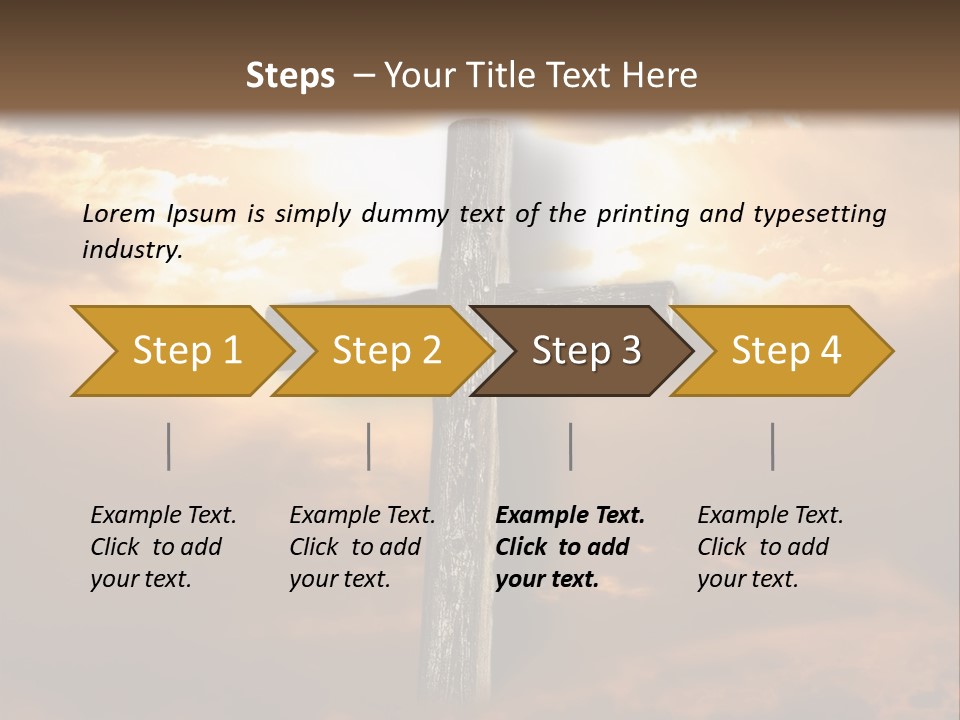 Rugged Cross Under A Ray Of Sunshine Through Clouds. PowerPoint Template