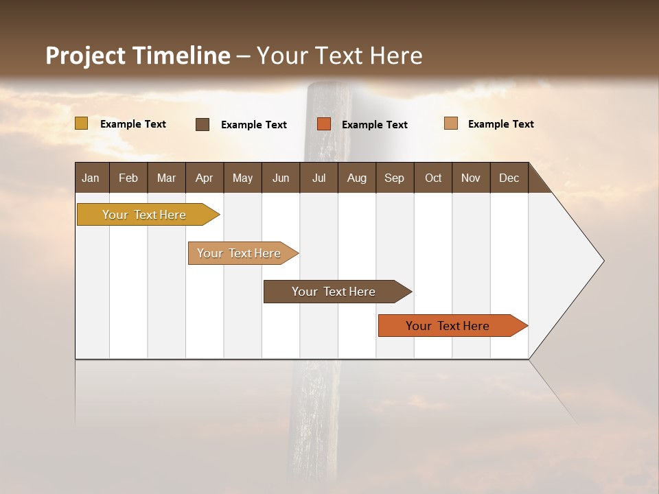 Rugged Cross Under A Ray Of Sunshine Through Clouds. PowerPoint Template