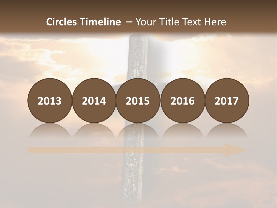 Rugged Cross Under A Ray Of Sunshine Through Clouds. PowerPoint Template