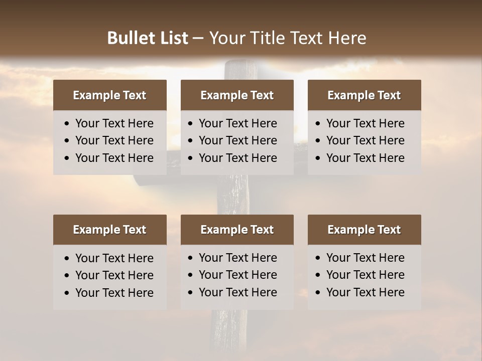 Rugged Cross Under A Ray Of Sunshine Through Clouds. PowerPoint Template