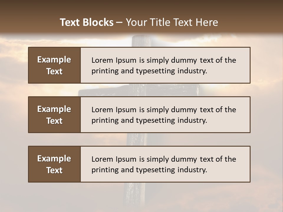 Rugged Cross Under A Ray Of Sunshine Through Clouds. PowerPoint Template