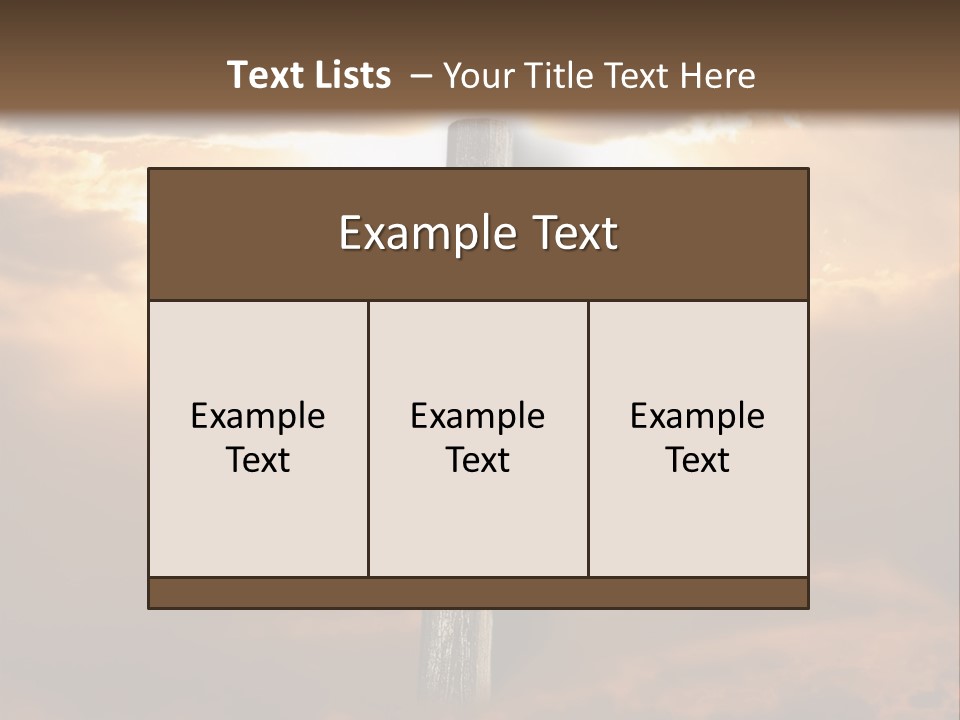 Rugged Cross Under A Ray Of Sunshine Through Clouds. PowerPoint Template