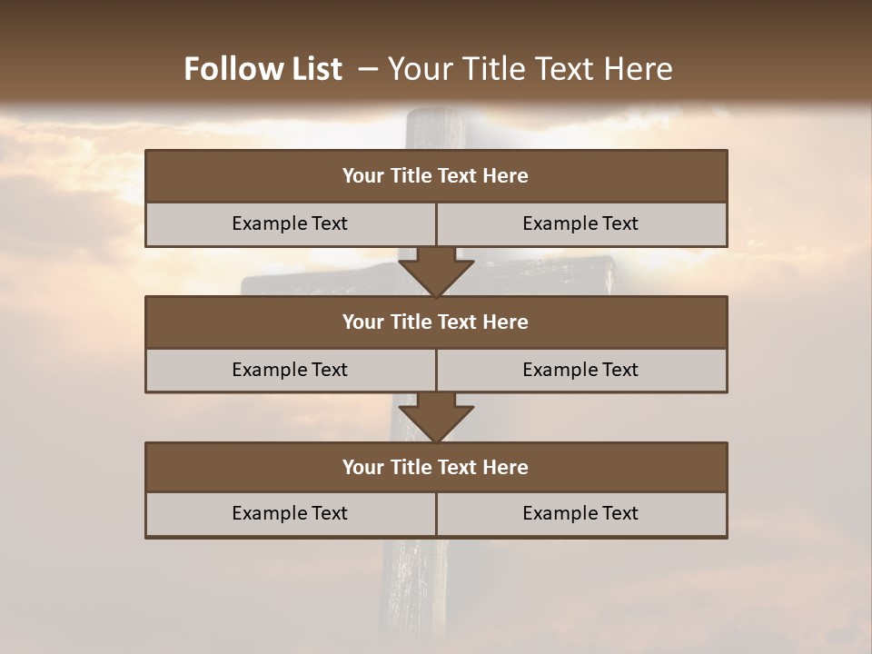 Rugged Cross Under A Ray Of Sunshine Through Clouds. PowerPoint Template