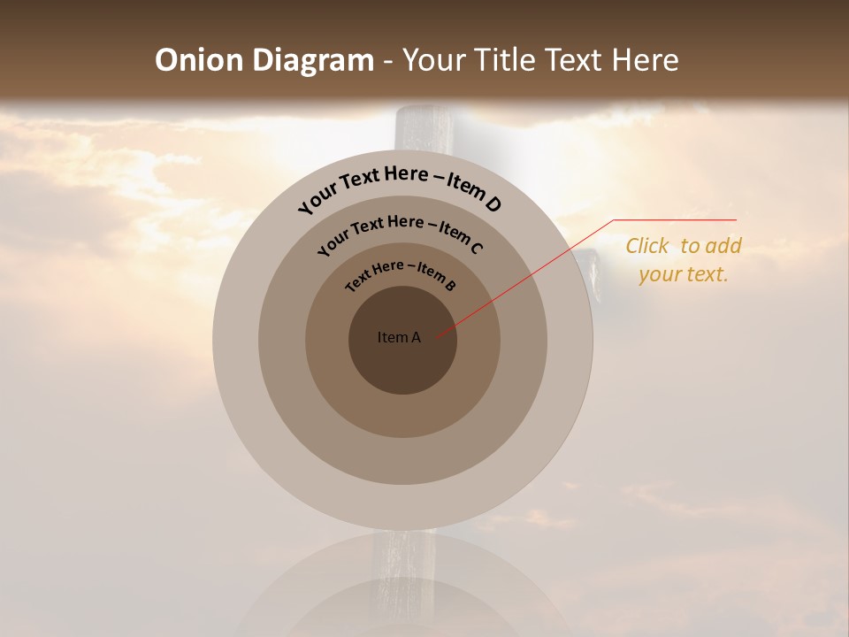 Rugged Cross Under A Ray Of Sunshine Through Clouds. PowerPoint Template