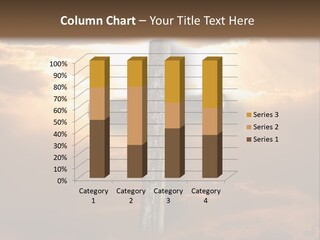 Rugged Cross Under A Ray Of Sunshine Through Clouds. PowerPoint Template