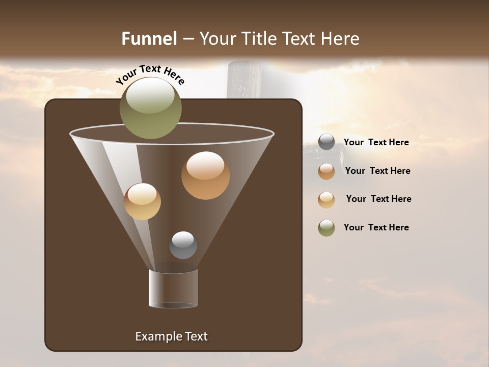 Rugged Cross Under A Ray Of Sunshine Through Clouds. PowerPoint Template