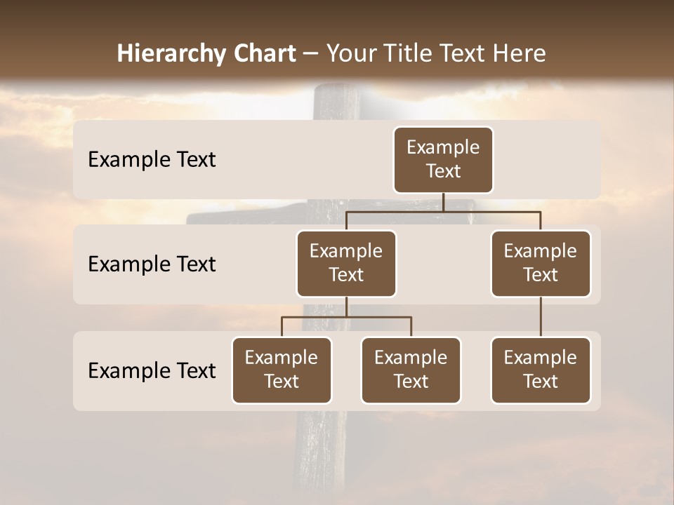 Rugged Cross Under A Ray Of Sunshine Through Clouds. PowerPoint Template