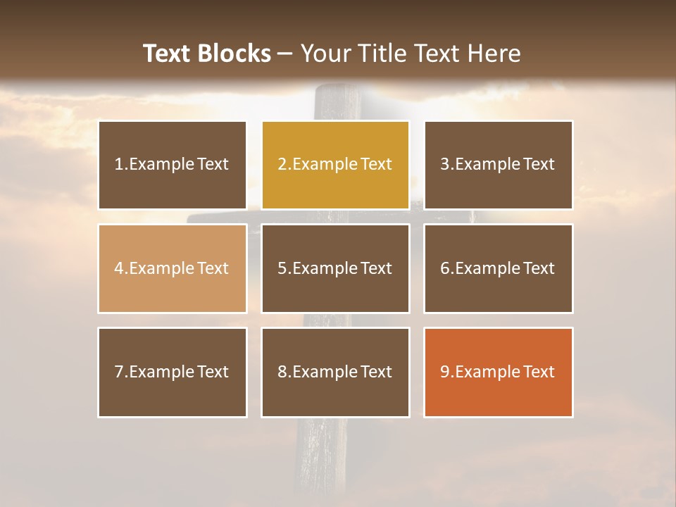 Rugged Cross Under A Ray Of Sunshine Through Clouds. PowerPoint Template