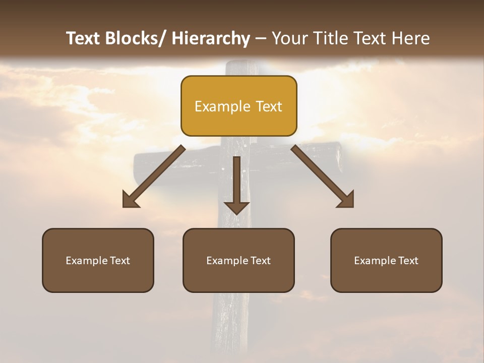 Rugged Cross Under A Ray Of Sunshine Through Clouds. PowerPoint Template