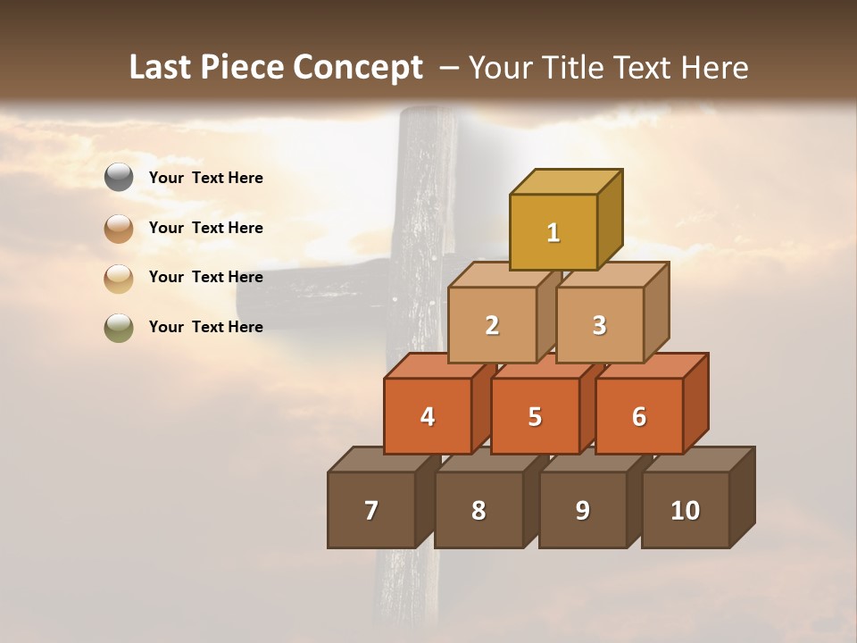 Rugged Cross Under A Ray Of Sunshine Through Clouds. PowerPoint Template