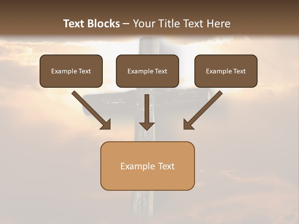 Rugged Cross Under A Ray Of Sunshine Through Clouds. PowerPoint Template